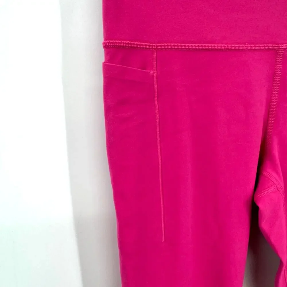 Athleta Transcend Stash Tight Leggings Size M TALL Pink Pockets Ankle Yoga Gym - Picture 3 of 6